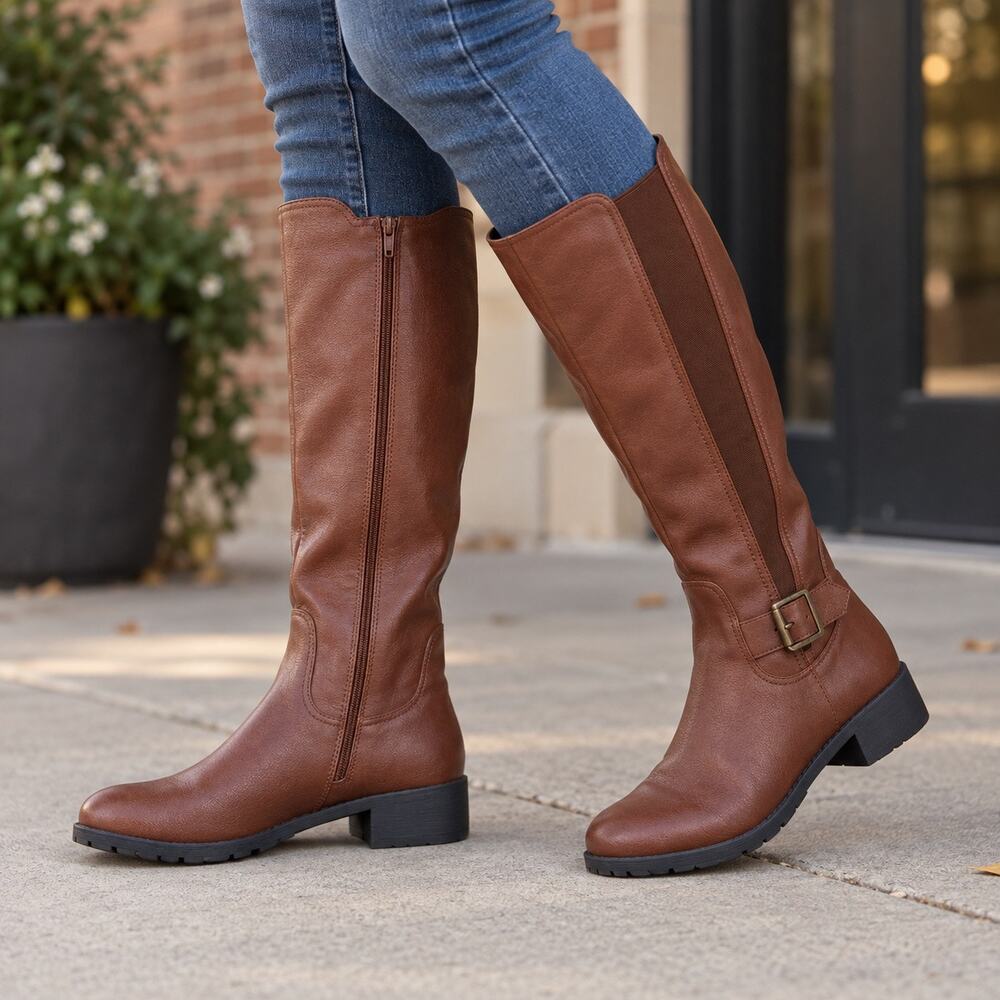 Comfortview The Milan Tall Riding Boots Cognac Wide Calf 10W